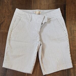 Lila Rose White & Navy Striped Bermuda Shorts